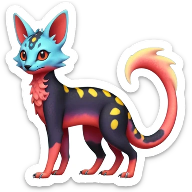 Neon-magma-pastel-gradients-colored Salandit-Umbreon-Genet-Noivern-Noibat-Serval-Hybrid (Full body) sticker