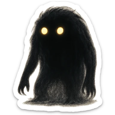mysterious shadowy monster with glowing eyes sticker