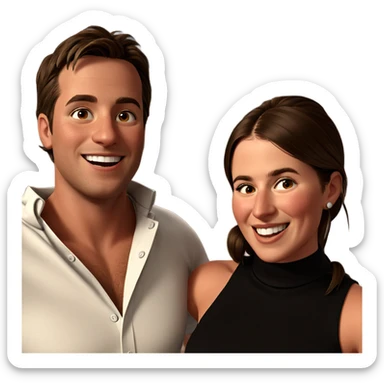 smiling couple in casual attire sticker