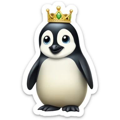 baby emperor penguin wearing royal crown sticker
