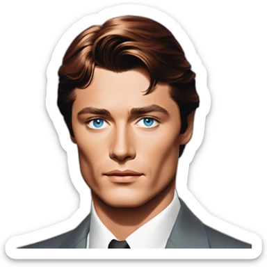 Alain Delon young spy blue eyes short red hair sticker