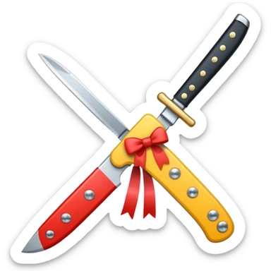 knife with little bows around it sticker