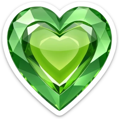 green heart made o gemstone with sharp outlines and shiny the color is more like lime sticker