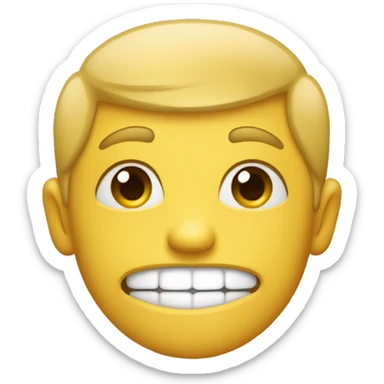 Normal yellow face emoji, smirking, biting lip, blushing sticker
