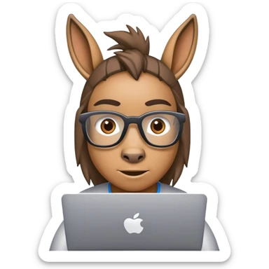 Donkey doing coding tech geek sticker
