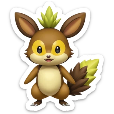 Chespin-Emolga-Pachirisu-Cacomistl-Fakemon-hybrid-creature (full body) sticker