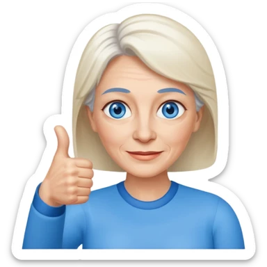 Older woman with blue eyes giving thumbs up sticker
