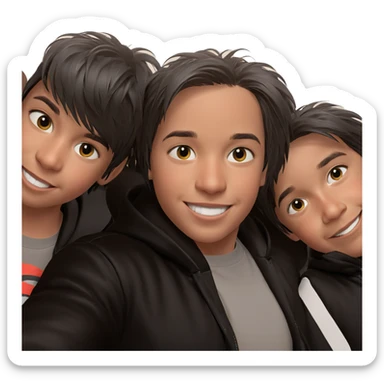 smiling boys in black jackets sticker