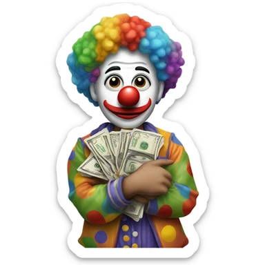 Sad emoji clown loses money at casino sticker