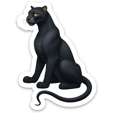 A sleek black puma in a majestic pose , with glowing eyes and a slight shimmer on its fur ply with sleek black snake. Stylized and elegant, minimalistic design, perfect for a luxury brand emoji sticker