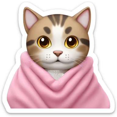 Cute cat with pink blanket  sticker