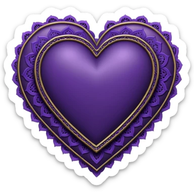 Dark purple gothic heart, realistic lace trim sticker