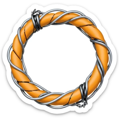 An HM made of black and silver barbwire sticker