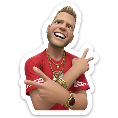 red shirt and jewelry style sticker