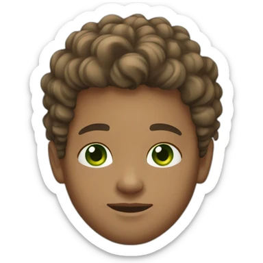 Mixed man. light skin. Brown Curley hair. Green eyes  sticker