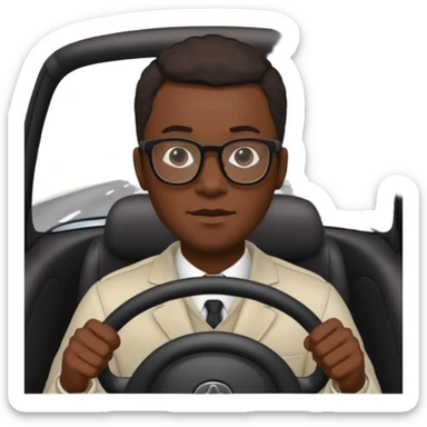 hombre negro con lentes conduciendo sticker