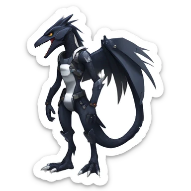 Full body Edgy Anthro Futuristic Mechanical Sergal-raptor-nargacuga-vernid sticker