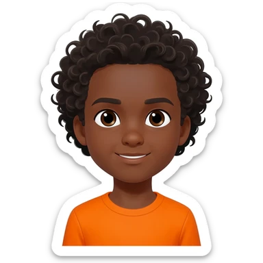 black boy curly hair orange shirt communicating I love you sticker