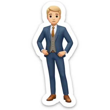 white man in suit and shoes, with hands on his hips sticker