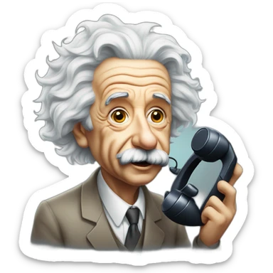 Albert Einstein con un telefono sticker
