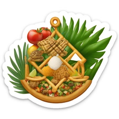 Make me a logo for my restaurant that sells Egyptian Jewish and German food and it’s tropical sticker