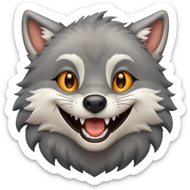 a grey wolf laughing out loud sticker