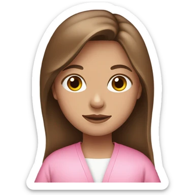 Girl with brown hair and pink robe sticker