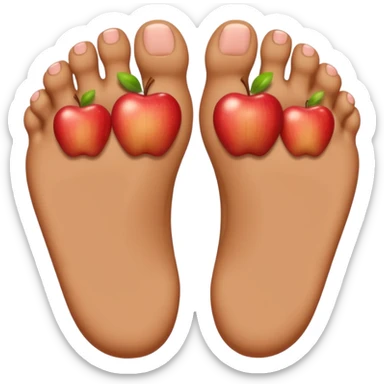 two cartoon feet, facing forward, simple apple emoji style sticker