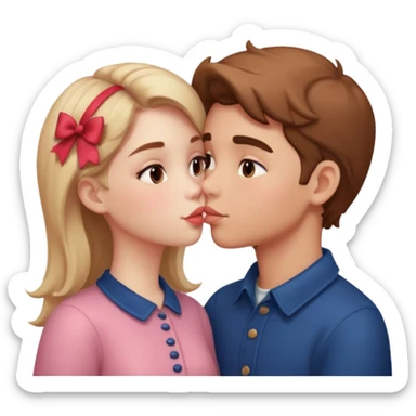 French kiss fair boy and girl sticker