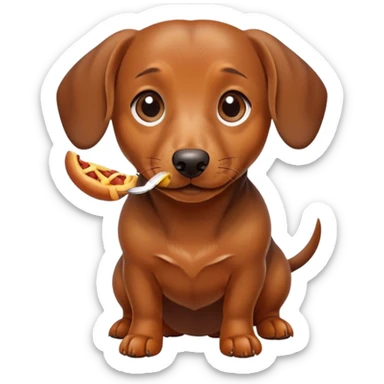 daschund eating sticker