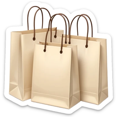 Three cream paper shopping bags sticker