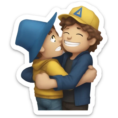dipper pines hugging human bill cipher sticker