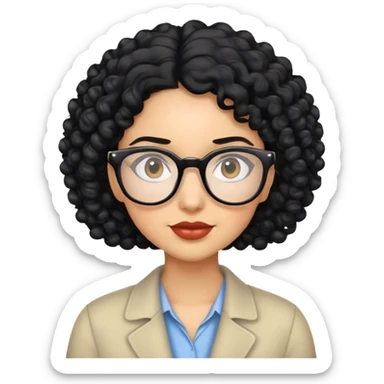 Curly black haired light skinned glasses girlfriend  sticker