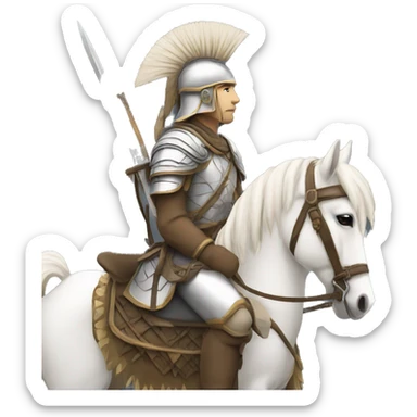 a white avar nomadic soldier on a horse from the side sticker