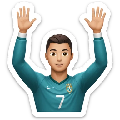 Cristiano Ronaldo celebrating a goal with his signature 'Siu' pose sticker