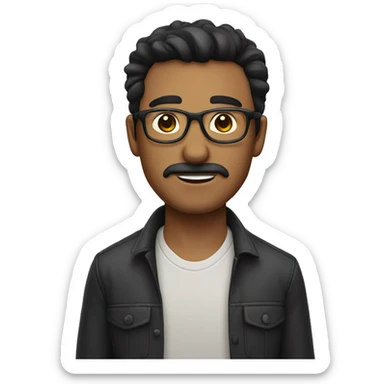 dark hair dark eye man with short mustache wearing glasses sticker