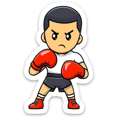 Young Black boxer, 19 years old, in boxing pose with gloves sticker