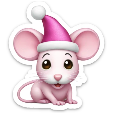 pink Christmas mouse  sticker
