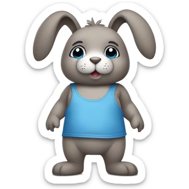 A cute blue rabbit as teddy bear wearing no clothes sticker