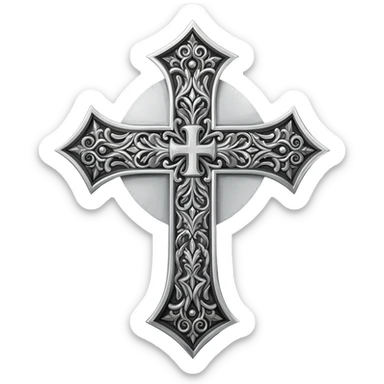 Silver Knight templar cross sticker