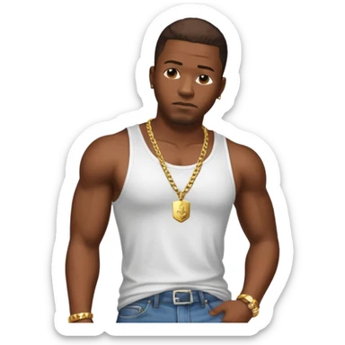 Create a GTA CJ - Carl Johnson from GTA San Andreas emoji for a teams chat but make it more original style to the game - make it more realistic to the GTA San Andreas game graphics sticker