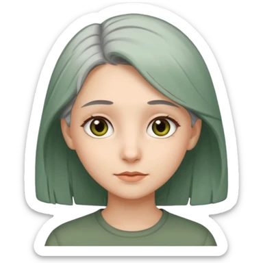 Girl with greenish gray hair and light brown eyes sticker