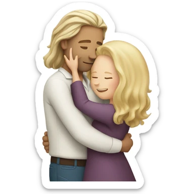 White man hugging white woman with long hair sticker