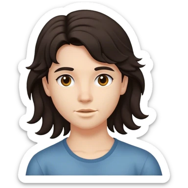 matt girl with mullet wavy dark hair sticker