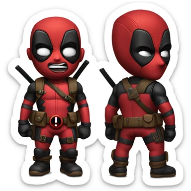 Cute deadpool character full body HD sticker