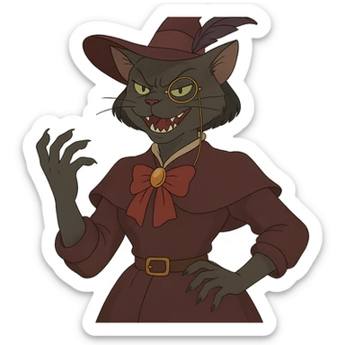 evil British cat-woman sticker