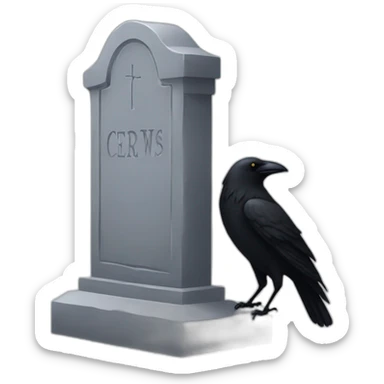 tombstone with crow sticker