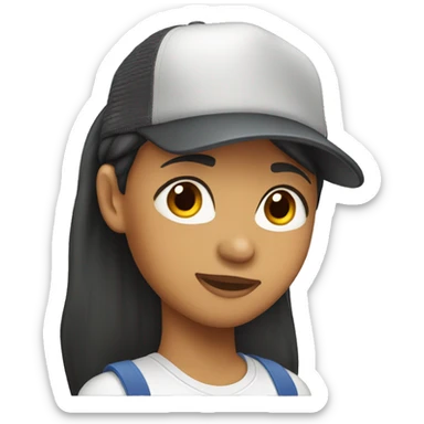 Filipino girl with a mullet in a trucker hat  sticker