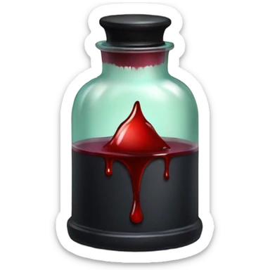 a stylish potion bottle with blood and a gothic lid, perfect for a vampire girl theme." sticker