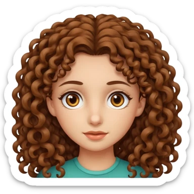 Long curly haired girl with hazel eyes and brown hair  sticker